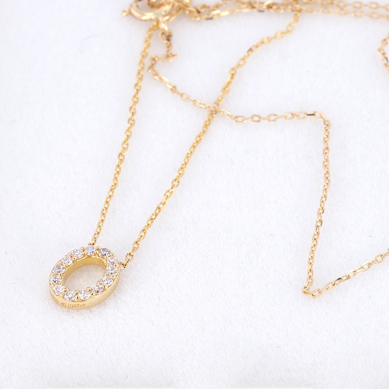 AUMP161-Z(梧)主石DEF（VS)培育钻1.2MM/12p/含损金重1.191g/18K玫瑰金项链一体链