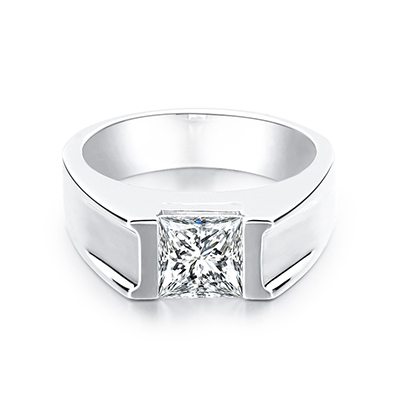 公主方男戒 厚金仿钻戒指 银镀18k钻戒