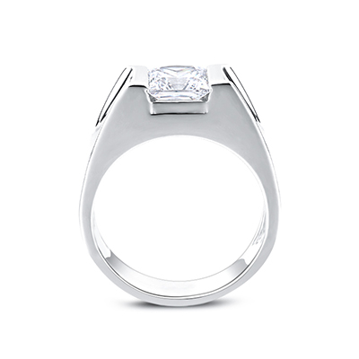 公主方男戒 厚金仿钻戒指 银镀18k钻戒