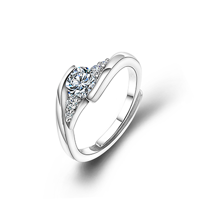 S925仿钻锆石戒指男女结婚对戒生日礼物
