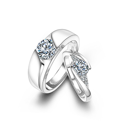 S925仿钻锆石戒指男女结婚对戒生日礼物